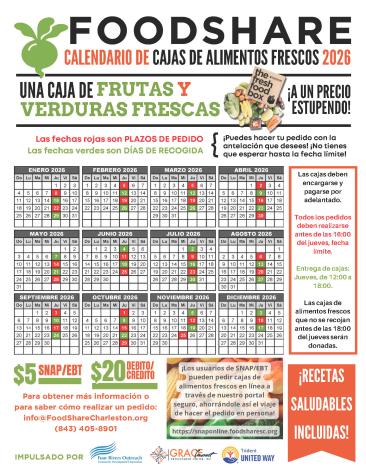 A photo of the PDF attached that details the 2026 FoodShare dates in Spanish.