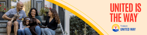 Email 3 header image - United is the Way written over a light yellow background with a photo of a family of four sitting in front of a house with two dogs, they're all smiling or laughing