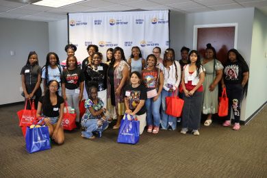 Group photos of panelists and attendees at Pathways to Empowerment event